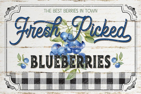 Blueberries White Modern Wood Framed Art Print with Double Matting by Pugh, Jennifer