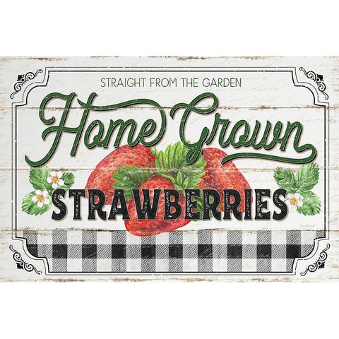 Home Grown Strawberries Gold Ornate Wood Framed Art Print with Double Matting by Pugh, Jennifer