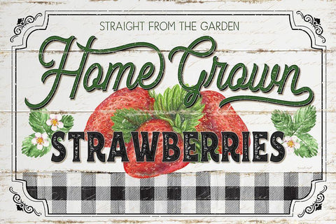 Home Grown Strawberries White Modern Wood Framed Art Print with Double Matting by Pugh, Jennifer