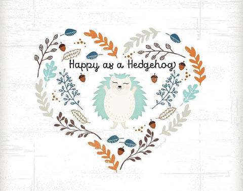 Happy as a Hedgehog Black Ornate Wood Framed Art Print with Double Matting by Pugh, Jennifer