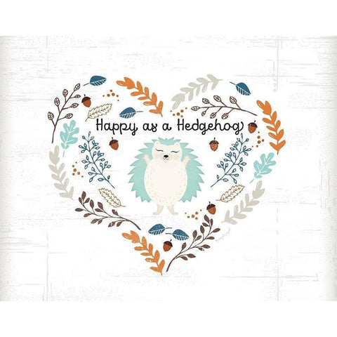 Happy as a Hedgehog Black Modern Wood Framed Art Print by Pugh, Jennifer