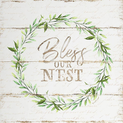 Bless Our Nest White Modern Wood Framed Art Print with Double Matting by Pugh, Jennifer