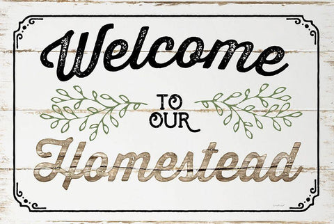 Welcome to Our Homestead Black Ornate Wood Framed Art Print with Double Matting by Pugh, Jennifer