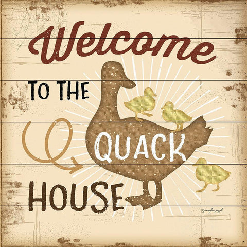 Quack House Gold Ornate Wood Framed Art Print with Double Matting by Pugh, Jennifer