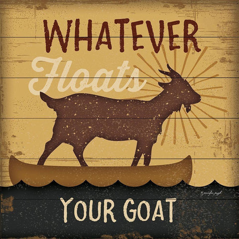 Floats Your Goat Gold Ornate Wood Framed Art Print with Double Matting by Pugh, Jennifer