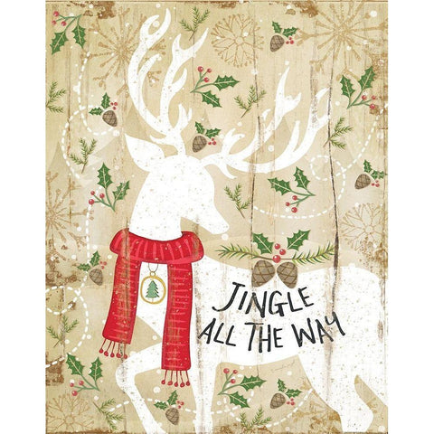 Jingle All the Way Distressed Gold Ornate Wood Framed Art Print with Double Matting by Pugh, Jennifer