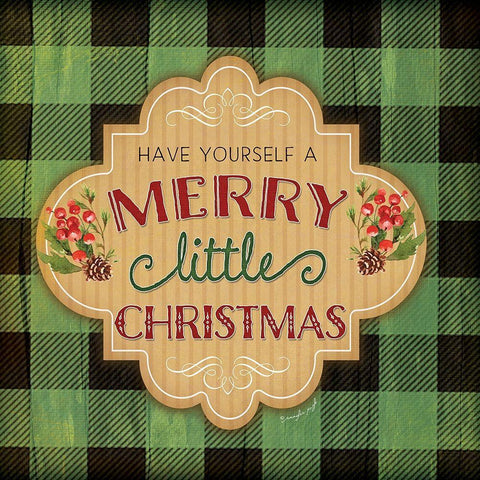 Merry Little Christmas White Modern Wood Framed Art Print with Double Matting by Pugh, Jennifer