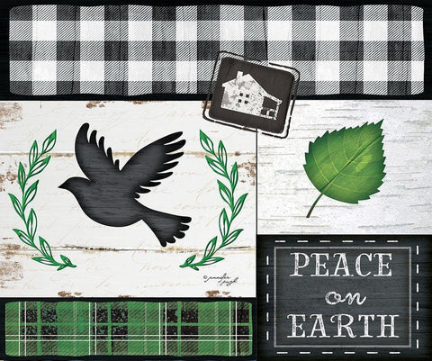 Peace on Earth White Modern Wood Framed Art Print with Double Matting by Pugh, Jennifer