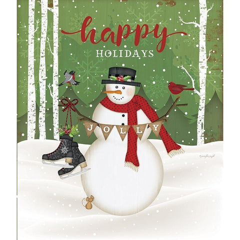 Jolly Happy Holidays White Modern Wood Framed Art Print by Pugh, Jennifer