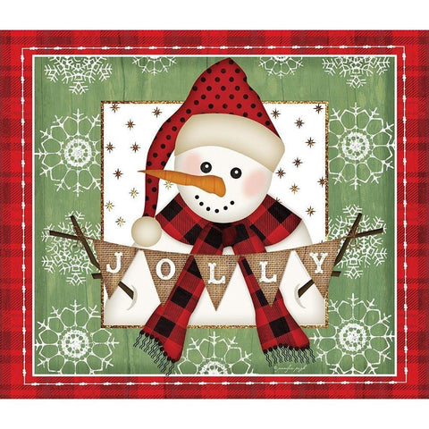 Jolly Snowman Black Modern Wood Framed Art Print with Double Matting by Pugh, Jennifer