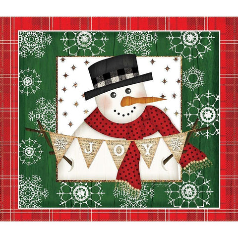 Joy Snowman Black Modern Wood Framed Art Print with Double Matting by Pugh, Jennifer