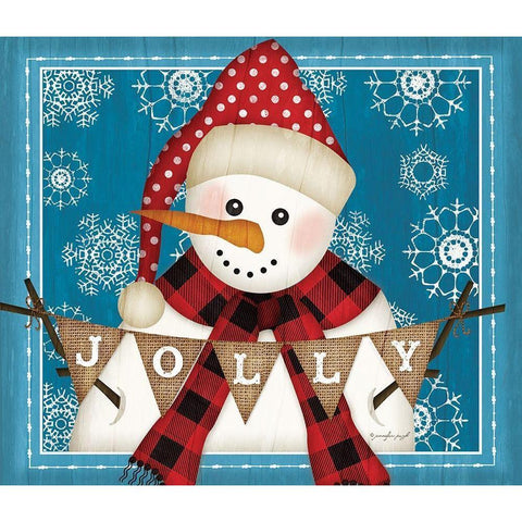 Jolly Snowman Black Modern Wood Framed Art Print by Pugh, Jennifer