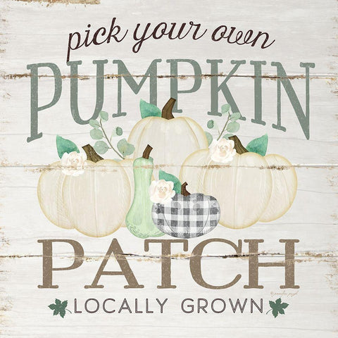 Pumpkin Patch White Modern Wood Framed Art Print with Double Matting by Pugh, Jennifer