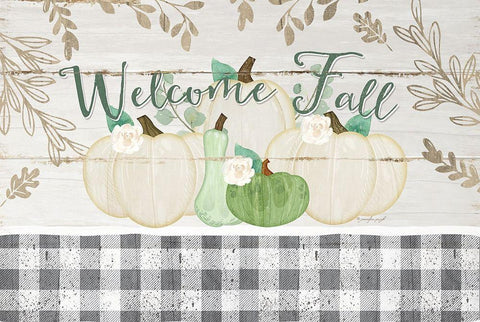 Welcome Fall Black Ornate Wood Framed Art Print with Double Matting by Pugh, Jennifer