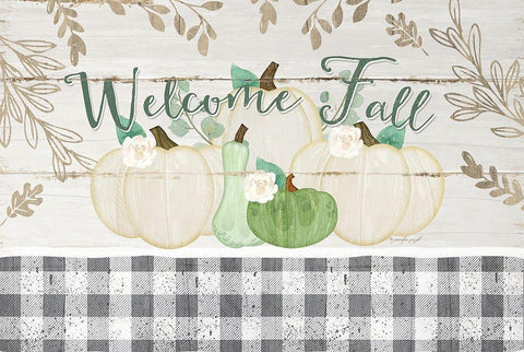 Welcome Fall White Modern Wood Framed Art Print with Double Matting by Pugh, Jennifer
