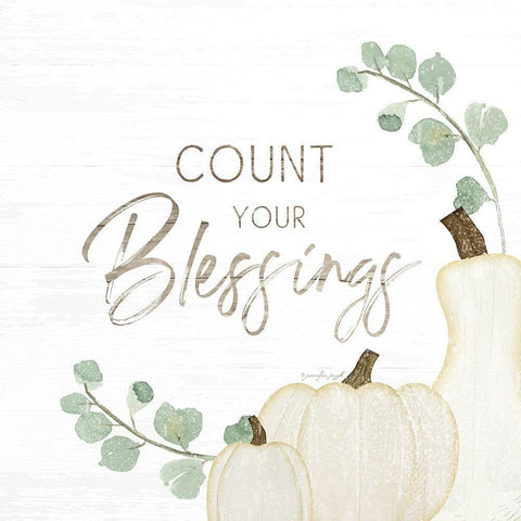 Count Your Blessings White Modern Wood Framed Art Print with Double Matting by Pugh, Jennifer