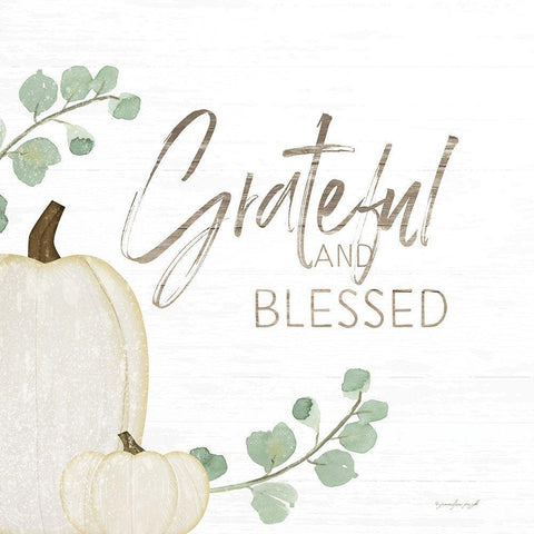 Grateful and Blessed Black Modern Wood Framed Art Print with Double Matting by Pugh, Jennifer