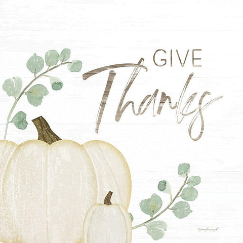 Give Thanks White Modern Wood Framed Art Print by Pugh, Jennifer