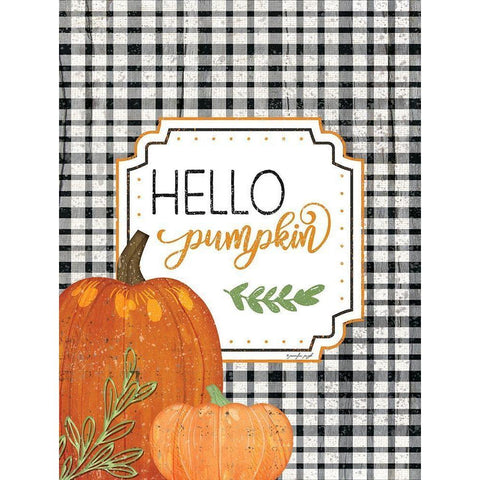 Hello Pumpkin Black Modern Wood Framed Art Print with Double Matting by Pugh, Jennifer