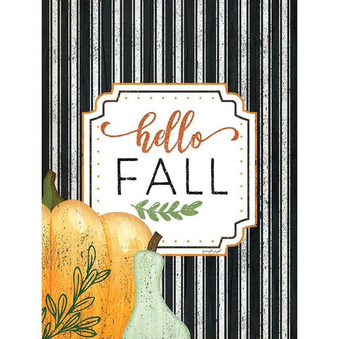 Hello Fall Gold Ornate Wood Framed Art Print with Double Matting by Pugh, Jennifer