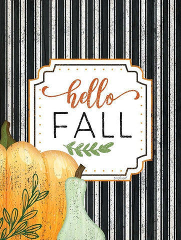 Hello Fall White Modern Wood Framed Art Print with Double Matting by Pugh, Jennifer