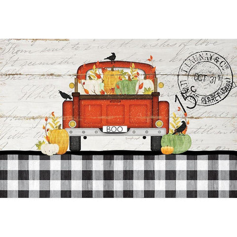 Halloween Truck White Modern Wood Framed Art Print by Pugh, Jennifer