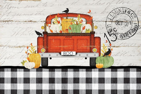 Halloween Truck White Modern Wood Framed Art Print with Double Matting by Pugh, Jennifer