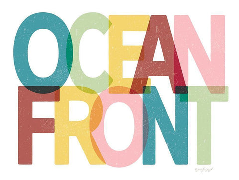 Ocean Front White Modern Wood Framed Art Print with Double Matting by Pugh, Jennifer