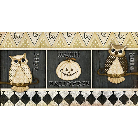 Happy Halloween Rug I Gold Ornate Wood Framed Art Print with Double Matting by Pugh, Jennifer