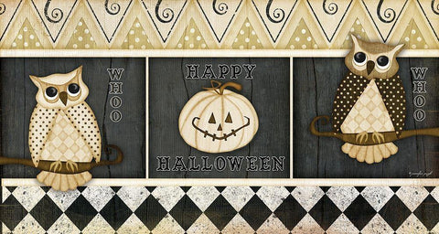 Happy Halloween Rug I White Modern Wood Framed Art Print with Double Matting by Pugh, Jennifer