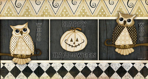 Happy Halloween Rug I Black Ornate Wood Framed Art Print with Double Matting by Pugh, Jennifer