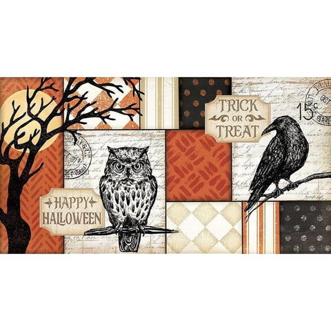 Happy Halloween Rug III White Modern Wood Framed Art Print by Pugh, Jennifer