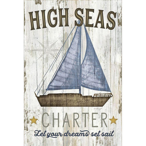 High Seas Charter Black Modern Wood Framed Art Print with Double Matting by Pugh, Jennifer