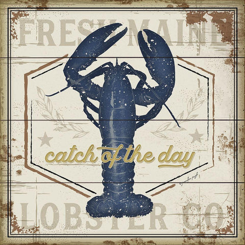 Fresh Maine Lobster Co. Gold Ornate Wood Framed Art Print with Double Matting by Pugh, Jennifer