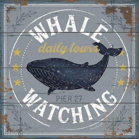 Whale Watching Gold Ornate Wood Framed Art Print with Double Matting by Pugh, Jennifer