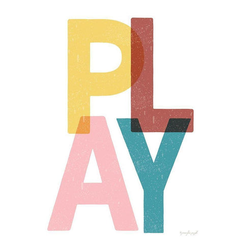 Play White Modern Wood Framed Art Print by Pugh, Jennifer