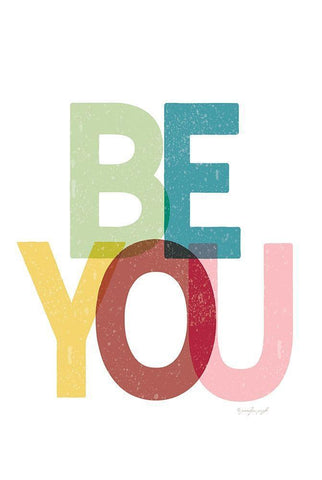 Be You White Modern Wood Framed Art Print with Double Matting by Pugh, Jennifer