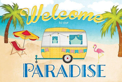 Welcome to Paradise Black Ornate Wood Framed Art Print with Double Matting by Pugh, Jennifer