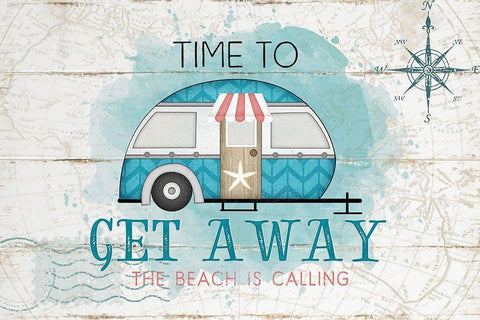 Time to Get Away White Modern Wood Framed Art Print with Double Matting by Pugh, Jennifer