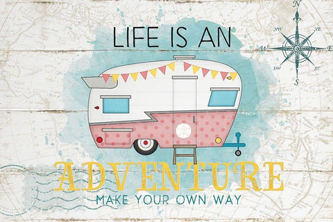 Life is an Adventure White Modern Wood Framed Art Print with Double Matting by Pugh, Jennifer