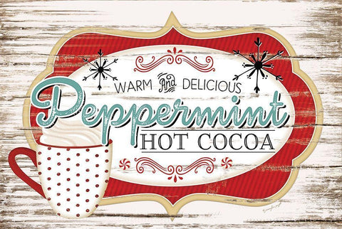 Peppermint Hot Cocoa White Modern Wood Framed Art Print with Double Matting by Pugh, Jennifer