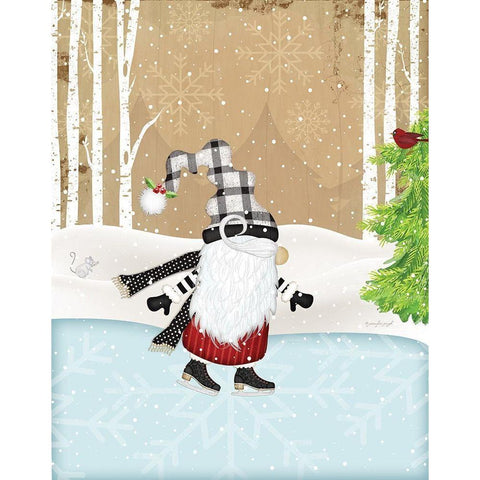 Skating Gnome Black Modern Wood Framed Art Print with Double Matting by Pugh, Jennifer