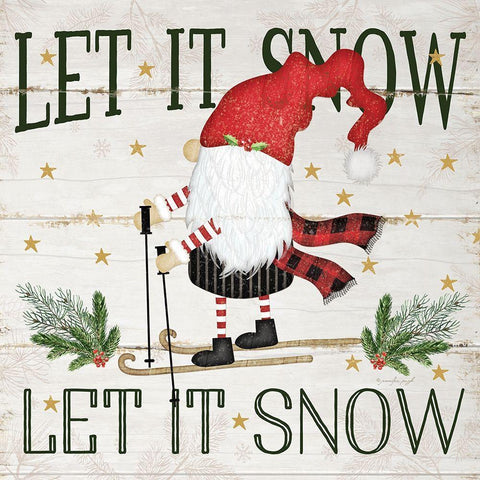 Let it Snow Gnome Black Ornate Wood Framed Art Print with Double Matting by Pugh, Jennifer