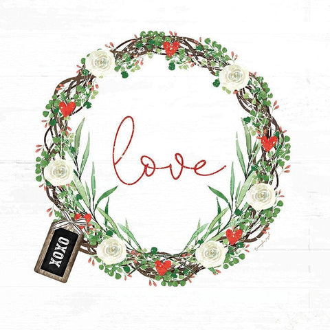 Love Wreath Gold Ornate Wood Framed Art Print with Double Matting by Pugh, Jennifer