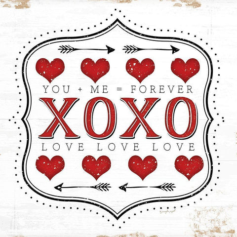 XOXO Black Modern Wood Framed Art Print with Double Matting by Pugh, Jennifer