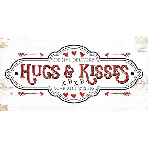 Hugs and Kisses White Modern Wood Framed Art Print by Pugh, Jennifer