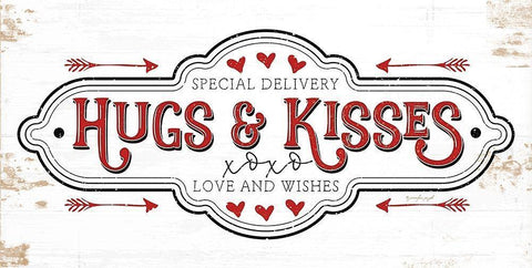 Hugs and Kisses Black Ornate Wood Framed Art Print with Double Matting by Pugh, Jennifer