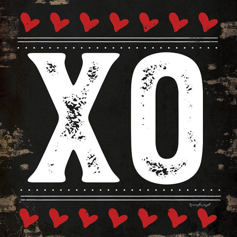 XO  White Modern Wood Framed Art Print with Double Matting by Pugh, Jennifer