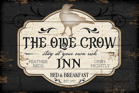 The Olde Crow Inn II Black Ornate Wood Framed Art Print with Double Matting by Pugh, Jennifer