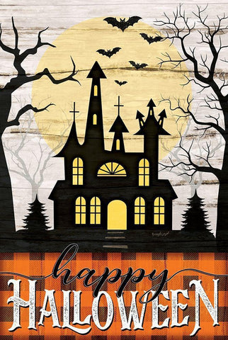 Happy Halloween Black Ornate Wood Framed Art Print with Double Matting by Pugh, Jennifer